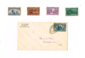1893 COLUMIBIAN EXPO STAMPS SCOTT # 230 (Envelope ) ; #233, #234; #235, #238 - Picture 1 of 2