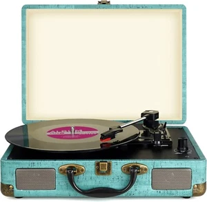 Vinyl Plattenspieler 3 Geschwindigkeiten mit eingebauten Stereolautsprechern, Kofferdesign - Bild 1 von 6