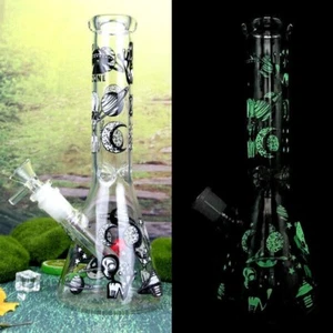 10 inch Alien Hookah Glass Water Pipe Bong Smoking Beaker Glow in the dark - Picture 1 of 9