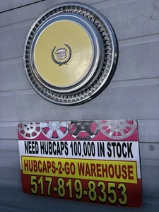 1977-78 Cadillac Eldorado FWD 15” Stainless 1 Yellow Hubcap Very Rare Very Nice! - Picture 1 of 6