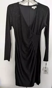 Calvin Klein Women's Sparkle Ruched Faux-Wrap Dress Holiday NWT ,Size 6 Petite - Picture 1 of 7