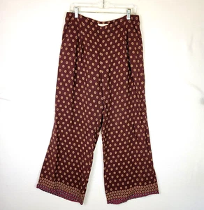 By Anthropologie pantaloni donna Marsden gamba larga taglia 8 marroni vita alta hippie - Foto 1 di 12