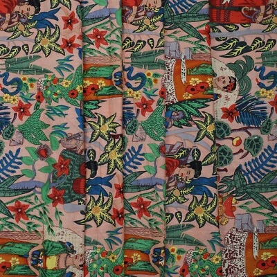Indian Hand Block Printed Cotton Fabric Floral Print Cotton Fabric Craft 5 Yard - Image 1 of 3