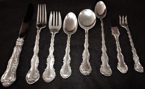 STERLING SILVER by  Gorham STRASBOURG PATTERN Flatware 8 pc Set No Monogram Cover