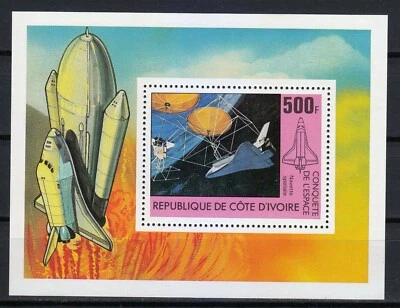 Ivory Coast 1981 MNH Mi Block 116 Sc 589 Space Conquest / Columbia Shuttle ** - Image 1 of 2