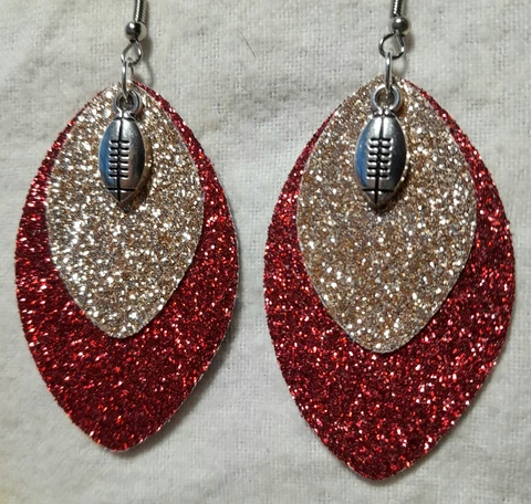 San Francisco 49ers *Bling* Glitter Double Sided Faux Leather Earrings Cover