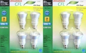 Sylvania 14W CFL Fluorescent Lamp R20 Reflector Warm White 8 Bulbs - Picture 1 of 4