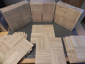 New Parquet Hardwood Flooring; 10 Square Feet of Hevea Natural Unfinished. LQQK! - Picture 1 of 11
