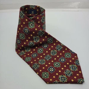 Vintage Tommy Hilfiger Silk Star Neck Tie Red Blue Yellow Green 58" x 4" - Picture 1 of 7
