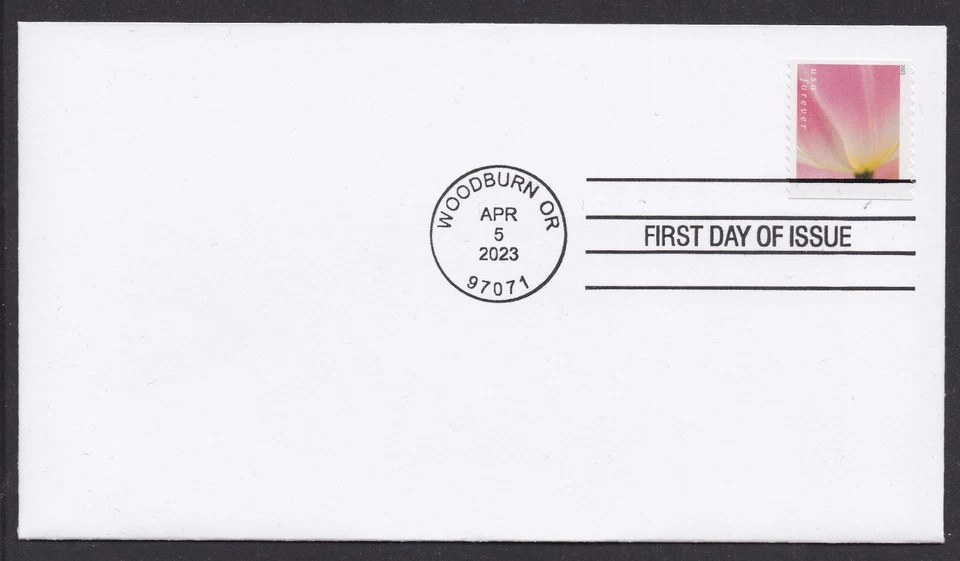 US 5767 Tulip Blossoms pink & yellowish base (from coil) CDS FDC 2023 - Image 1 of 1