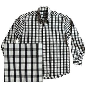 Haupt Mens Sz XL Long Sleeve Shirt Black Gray Check Button Up Front