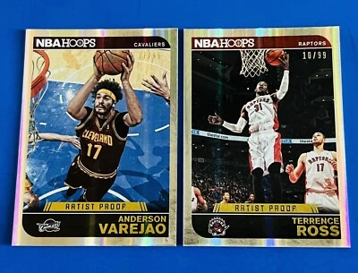 (2) Tarjetas paralelas de prueba de artista Varejao y Terrence Ross NBA 2014-15; #d/99 Foto 1 de 2
