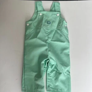 VTG 1980s Carters Mint Green Snap Jumpsuit Romper Overalls Polyester/Cotton 9 mo - Picture 1 of 7