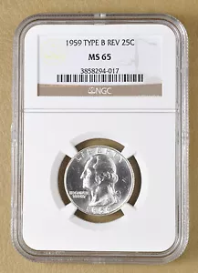 1959 P Washington Quarter 'Type B Reverse' NGC MS65 - Picture 1 of 12