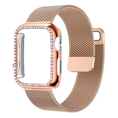 Correa de acero inoxidable + estuche para Apple Watch Series 11 10 9 8 7 6 5 4 Ultra 3 Foto 1 de 4