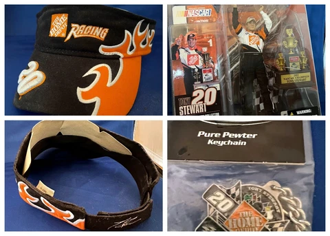 NASCAR Tony Stewart #20 Visor, Action Figurine and Keychain Lot Cover