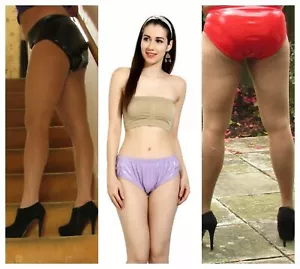 Bragas de PVC para mujer aspecto húmedo bragas brillantes ropa interior calzoncillos paquete 1/3 - Imagen 1 de 51