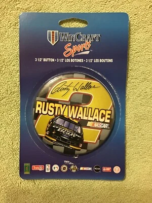 1996 RUSTY WALLACE #2 Genuine Draft Wincraft 3 1/2 Inch Button Pin NEW / Unused - Image 1 of 2