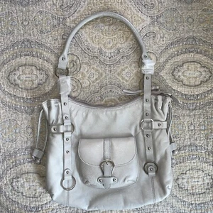 Michael Rome Designs Leder Schultertasche In Silber NEU Mit Etikett - Bild 1 von 12
