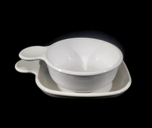 Corning White Pyroceram Snack-It Plate #P-185-B and Grab-It Bowl #P-150-B - Picture 1 of 17