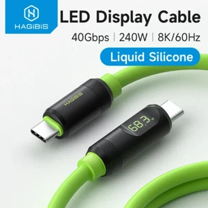 Hagibis USB4 40Gbps LED Affichage Numérique USB C vers USB C Câble Charge Rapide 240W 5A - Photo 1 sur 9
