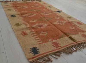 Alfombra Kilim tejida a mano suroeste navajo tejido plano indio Dhurrie alfombra alfombra - Imagen 1 de 5