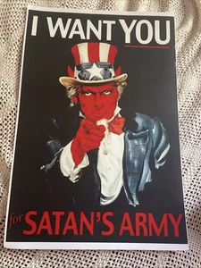 I Want You For Satan's Army Poster Uncle Satan Recruiting - Picture 1 of 2