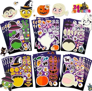24 Sheets Halloween Stickers for Kids, Make a Face Sticker - Picture 1 of 7