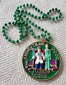 2000 Krewe of Tulane University Emergency Department ~ Beaded Necklace Medallion - Picture 1 of 3