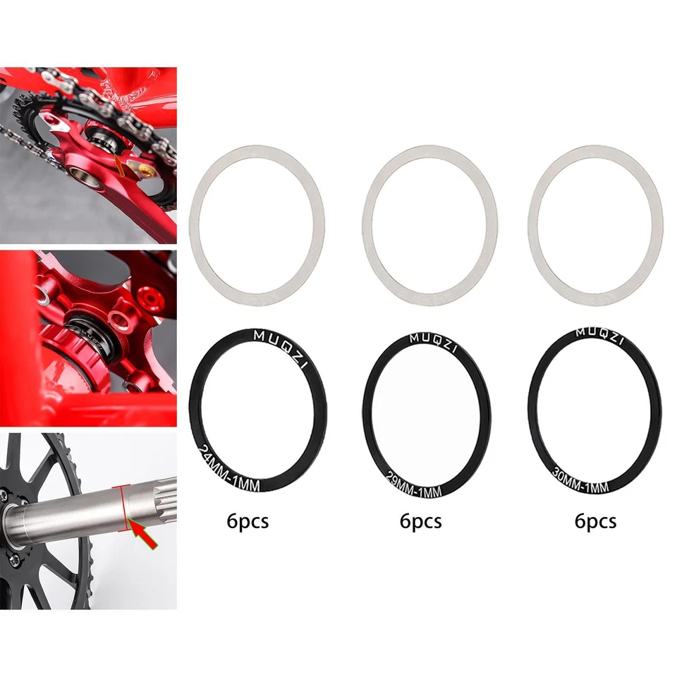 24/29/30mm 6Pack MTB Bicycle Spacer Crankset Washers - Image 1 of 1