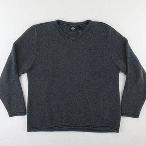 Harley Davidson V-Neck Long Sleeve Sweater 100% Cotton Mens Large - Picture 1 of 11