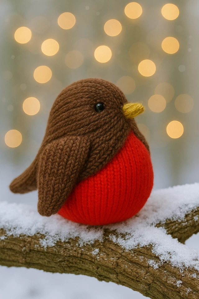 Knitting Pattern Cute Little Robin Chocolate Orange Cover Christmas Food Cozy DK - Image 1 of 2
