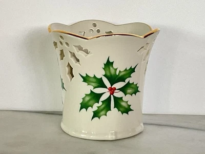 Castiçal votivo Lenox Holiday Dimension Collection 3" acabamento dourado azevinho - Imagem 1 de 4