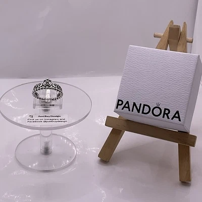 Pandora Princess Tiara Heart Crown Ring 925 Sterling Silver, Sz: UK: Q U:58 US:8 - Image 1 of 4