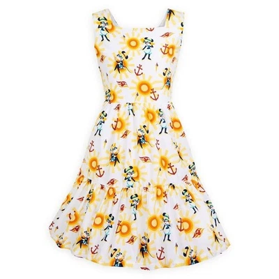 Girls Disney Cruise Line Sleeveless  White Yellow Sun Minnie Mouse Dress - Image 1 of 4