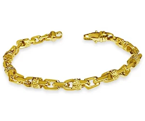 10k massives Gelbgold handgefertigtes 5mm ausgefallenes griechisches Gliederarmband, 7" - Bild 1 von 3