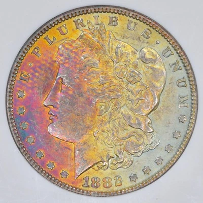 1882 $1 Morgan Silver Dollar NGC MS63 - Fantastic Textile Toning - Image 1 of 4