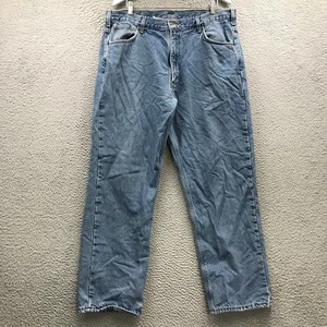 Carhartt B172 Flannel Lined Jeans Mens 38x30 Relaxed Fit Denim Blue Logo - Picture 1 of 13