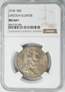1918 Lincoln-Illinois Half 50c MS66+ NGC 950125-1 - Picture 1 of 5