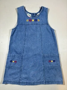 Radishes & Roses Vintage Girl’s Embroidered Denim Jumper, Size 6X - Picture 1 of 7