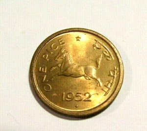 India 1952-B 1 Pice unc Bronze Horse Coin - Picture 1 of 5