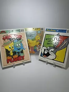 Golden Frame-Tray Puzzle- set of 3 Tweety-Sesame street-Bugs bunny 1990's - Picture 1 of 17