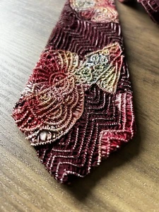 100% Silk Floral Texture Made In Japan Unique Quirky Fancy Occasional - Picture 1 of 9