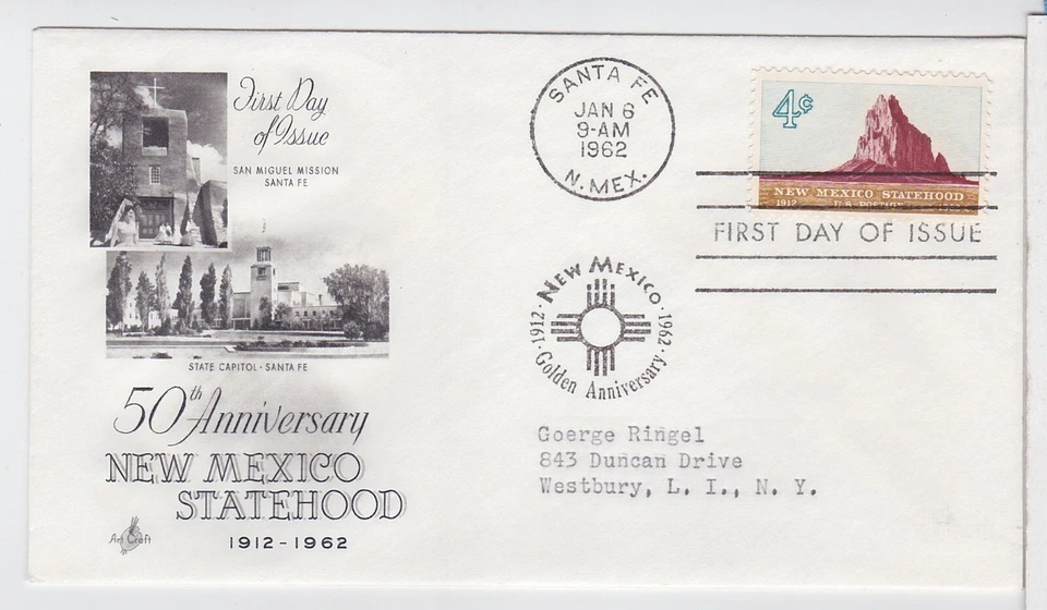 TurtlesTradingPost- New Mexico Statehood- 1962 - #1191 FDC Artcraft Cachet - Image 1 of 1