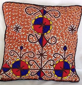 Beaded Throw Pillow Cushion Cover Pillow Sham HANDMADE NEW 14" Square - Picture 1 of 5