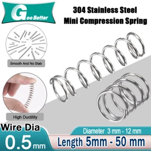 Compression Spring Wire Dia.0.5mm Length 5mm-50mm Small Stainless steel Springs - Picture 1 of 13