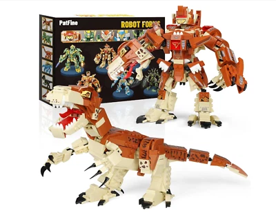 PatFine 653pcs 2 in 1 Dinosaur Robot Building Toys Set Transforming Dinosaurs... - Image 1 of 4