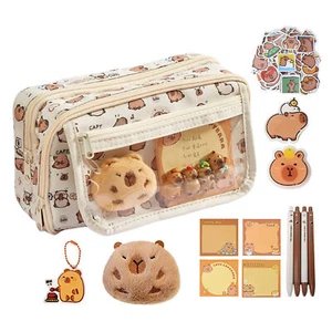 Capybara Pencil Case Portable Cute Stationery Pen Case Zippered Office Supplies - Picture 1 of 12