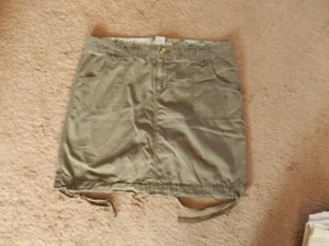 Old Navy Skirt Sz 14 Olive Green Mini Cargo-ish Side Hem Drawstring VINTAGE - Picture 1 of 11