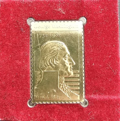 Estampilla de 20 centavos George Washington acabado oro 1732-1982 Estados Unidos Foto 1 de 2